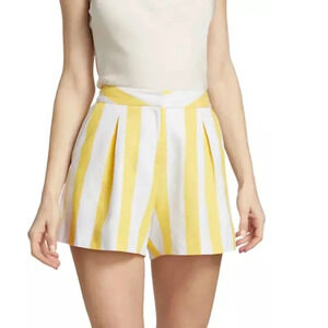 L'AGENCE Women's Vittoria Striped High-Waisted Shorts Yellow White Size 4 NEW